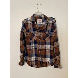 Mossimo Supply Co. Size Small Plaid Boyfriend Fit Button Down Shirt Top Cowgirl